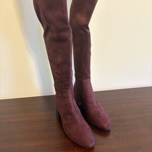 NIB Michael Kors BRADEN Suede Mid Boot Knee High Merlot 6M Wine Riding $275